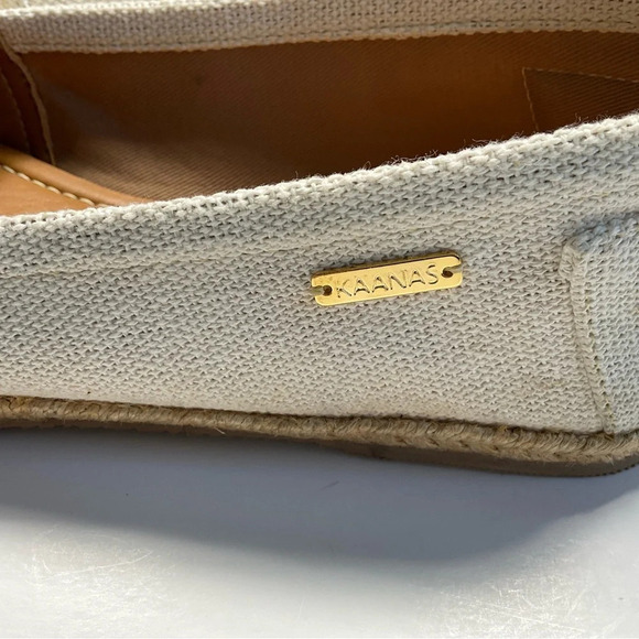 KAANAS Women's Espadrilles Sz 10 Marseille Cap Toe Two Toned Gold Jute Leather - Picture 5 of 8